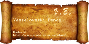 Veszelovszki Bence névjegykártya